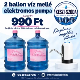 2 db Keszi PI-víz 19L + AKCIÓS BALLONPUMPA kezdőcsomag